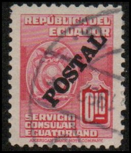 Ecuador 546 - Used - 10c Coat of Arms (Postal Ovpt) (1951)