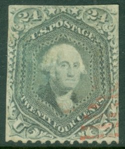 EDW1949SELL : USA 1862 Sc #78 Used w/ Scarce Red cancel. Clipped perfs. Cat $440