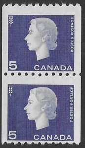 Canada 409 5 cent coil pair fine mint nh