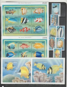 1998	Maldives	marine life fish set+2klb+2s/s MNH	236