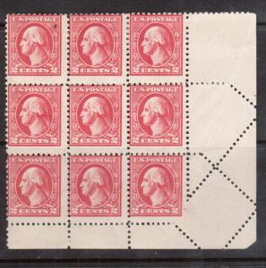 USA #528 VF Mint Dramatic Paper Fold Block Of Nine