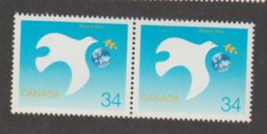 Canada Scott #1110 Peace Stamp - Mint NH Pair
