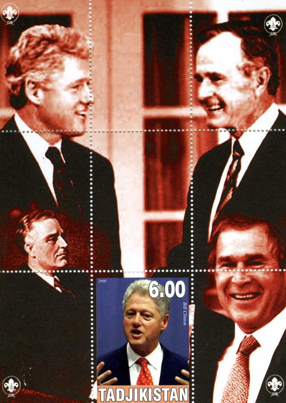 TADJIKISTAN 2000 G.W. Bush & Bill Clinton s/s Perforated  mnh.vf