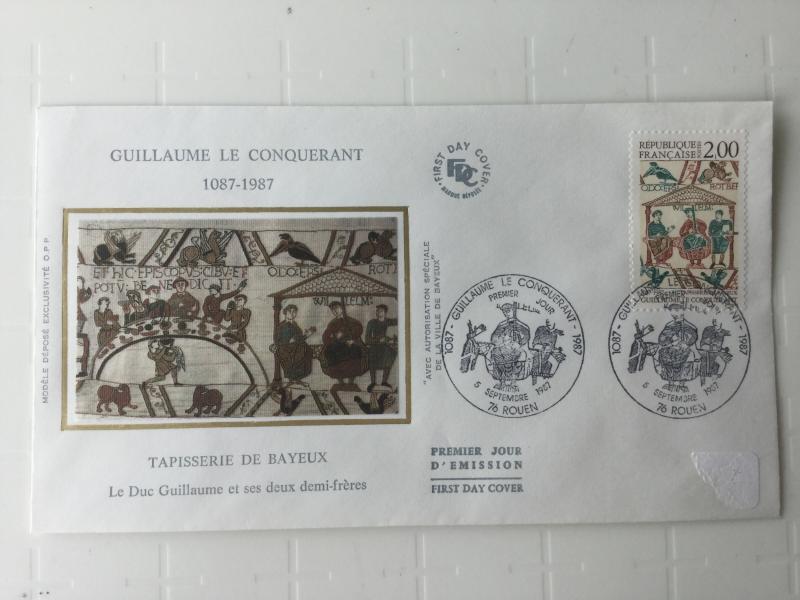 France Colorano silk FDC, 5 sept 1987, Guillaume le conquérant 1087-1987