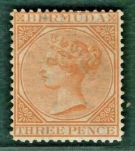 BERMUDA QV Stamp SG.5 3d Orange (1873) Fresh MM Cat £2250- Rare BLACK190