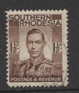 Southern Rhodesia- Scott 44 - KGVI - Definitive -1937 -FU- Single 1.1/2d Stamp