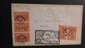 1935 Air Mail First Flight Cover Manila Philippines   to Abington Massachusetts