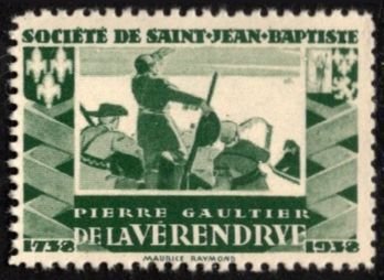 1938 Canada Poster Stamp Society of St. Jean the Baptist Pierre De La Vérendrye