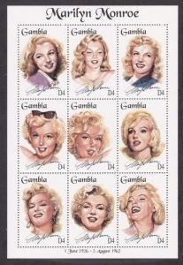 Gambia #1601 ms/sheet of 9 F-VF Mint NH ** Marilyn Monroe