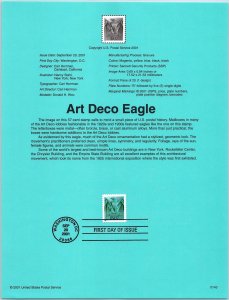 USPS SOUVENIR PAGE ART DECO EAGLE 2001