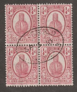 EDSROOM-17992 Turks & Caicos 23 Used SON Block of 4 Registered Cancel 9/5/1910