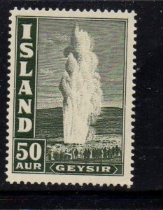 Iceland 1938 50 aur dark slate Geyser stamp mint