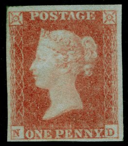 SG9, 1d pale red-brown, M MINT. Cat £675. 4 MARGINS. ND 