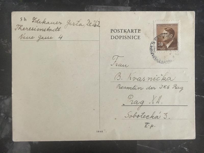 1943 Germany Theresienstadt Concentration Camp Postcard Cover Package Receipt KZ