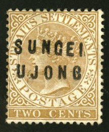 Malayan States - Sungei Ujong #4 Cat$400, 1878 2c brown, unused without gum