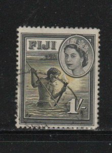 FIJI #156  1954  1sh  QEII & SPEAR FISHING  F-VF  USED