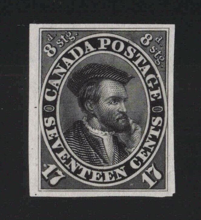 Canada Sc #19TCi (1859-67) 17c black Jacques Cartier Trial Colour Plate Proof