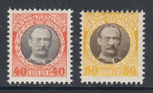 Danish West Indies Sc 49, 50, MNH. 1907 40b & 50b King Frederick, F-VF.