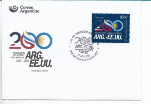 ARGENTINA 2023 200 YEARS OF RELATIONS WITH USA EMBLEM FLAGS FDC COVER