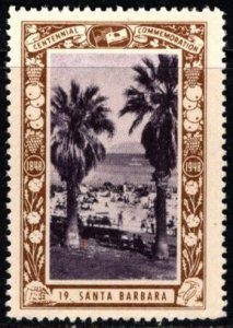 1948 US Poster Stamp California Centennial Commemoration # 19 Santa Barbara