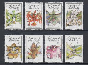 Barbuda Sc 1113-1120 MNH. 1990 Orchids w/ Barbuda Mail ovpts complete, VF