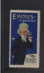 German Advertising Stamp -Epirus Cigarettes - Three Puffs - MH OG