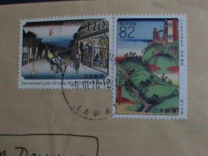 JAPAN-AIRMAIL-COVER-WITH COLORFUL  PICTORIAL   STAMPS-VERY FINE