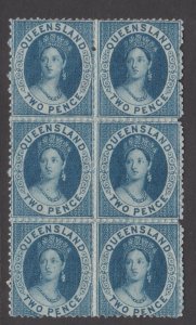 Queensland Sc#26 Block of 6 - 5 x MNH, 1 LH