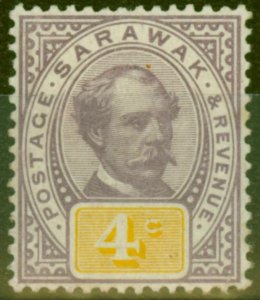 Sarawak 1888 4c Purple & Yellow SG11 Fine Mtd Mint