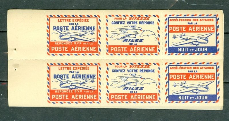 AIR FRANCE  CPLT BKLT... AIRMAIL  LABELS ... (4) SHEETS + INTERLEAVES