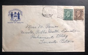 1935 Stratford Canada City Board Of Health Official cover To Toronto