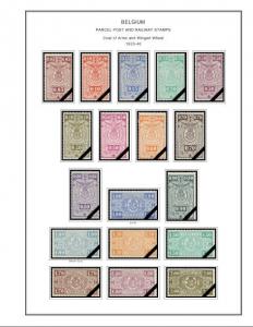 COLOR PRINTED BELGIUM RAILWAYS POST 1879-1987 STAMP ALBUM PAGES (54 ill. pages)