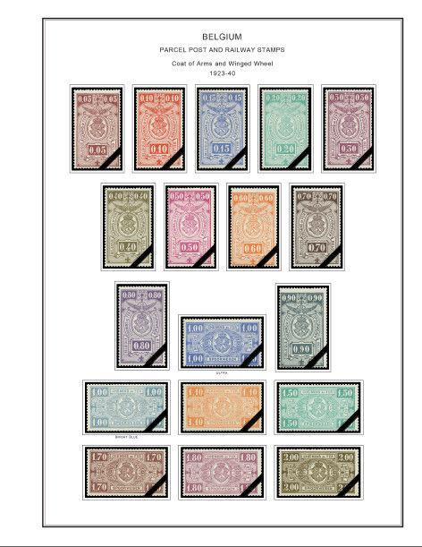 COLOR PRINTED BELGIUM RAILWAYS POST 1879-1987 STAMP ALBUM PAGES (54 ill. pages)