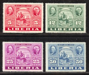 Liberia Scott 300,C54-56 Unused LHOG - 1947 Cent of US Postage Stamps-SCV $1.20