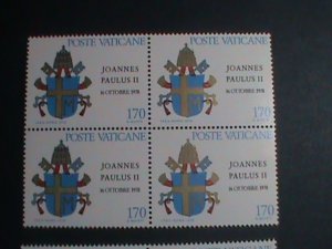 ​VATICAN CITY-1979 SC#645-7- INAUGURATION OF POPE JOHN PAUL II -MNH BLOCK- VF
