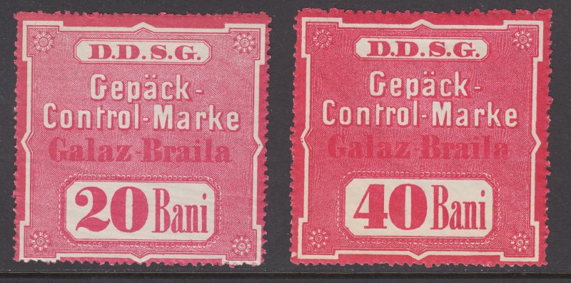 Germany, Danube Steam Navigation Austria, 20b & 40b DDSG Fee Stamp, Galaz-Braila