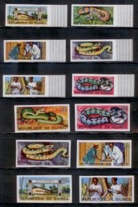 Guinea 1967 Snakes SC# 465-70, C88-89 Imperf MNH