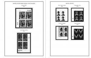 US 2000-2005 PLATE BLOCKS STAMP ALBUM PAGES (68 PDF b&w illustrated pages)