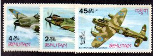 BHUTAN 88, 88a-b MNH SCV $4.00 BIN $2.40 AIRPLANES