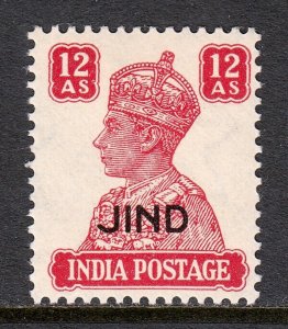 INDIA (JIND) — SCOTT 177  — 1942 12a KGVI OVERPRINT — MLH — SCV $17