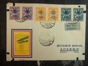 1928 Riga Latvia Airmail cover to Switzerland Complete set pairs # B21-B23