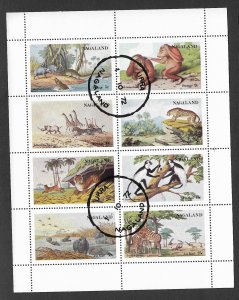 NAGALAND INDIA Fantasy Issue 1972 TIGERS MONKEYS  ANIMALS Sheet of 8 Used