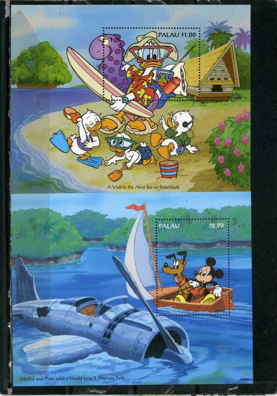 PALAU 1994 WALT DISNEY VISIT PALAU SET OF 2 S/S MNH 