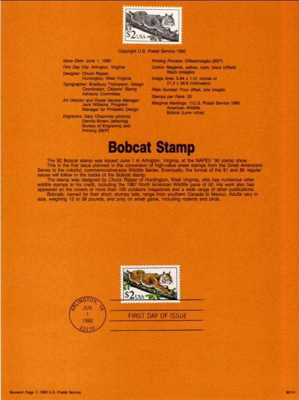 US SP903 Bobcat 2482 Souvenir Page FDC