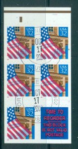 USA 1996 Sc#2921d 32c Flag over Porch Booklet Pane Die cut 9.8 FU lot48245