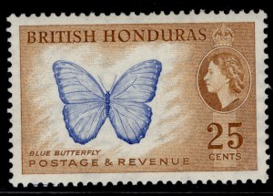 BRITISH HONDURAS QEII SG186, 25c bright blue & yellow-brown, M MINT.