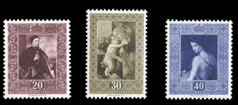 Liechtenstein #261-263 Cat$80, 1952 Portraits, set of three, never hinged