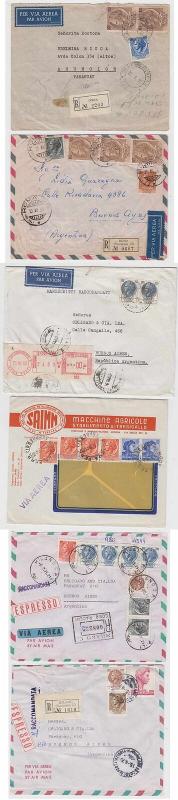 ITALY 1955-75 GROUP OF 6 COVERS WITH 3 REGISTERED, ADVERTISING, R-EXPRESS+