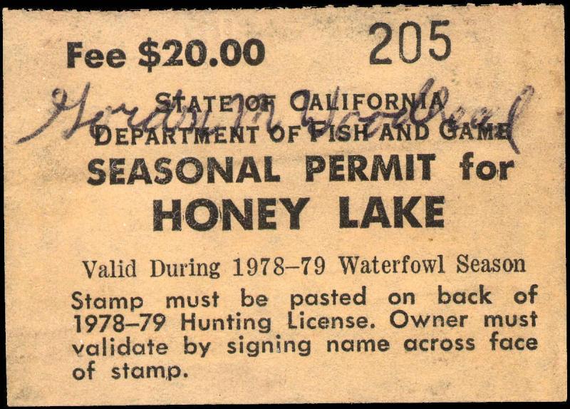 CALIFORNIA  #A23 1978 HONEY LAKE STAMP USED d107