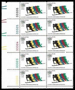 SCOTT  C85  OLYMPIC SKIING  11¢  PLATE BLOCK OF 10  MINT NEVER HINGED